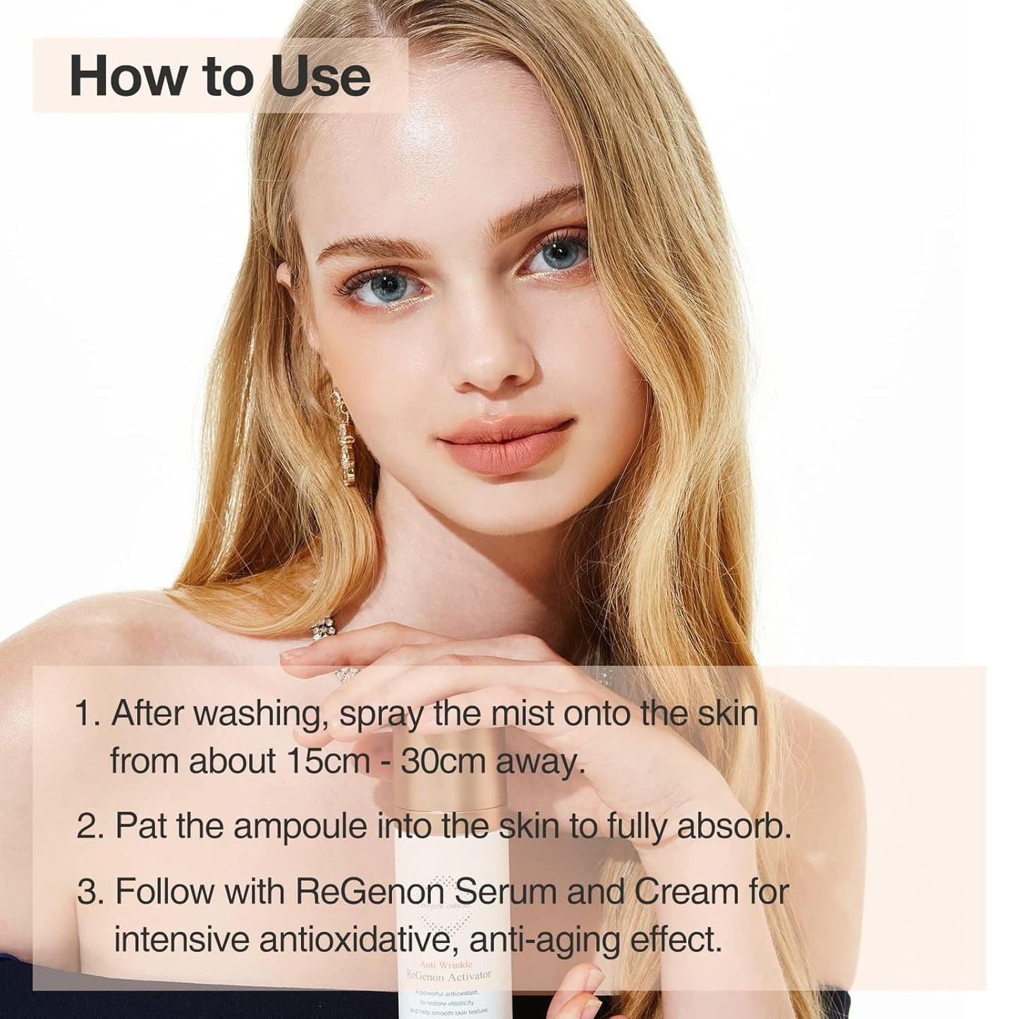 ReGenon Activator – Antioxidant Ampoule Mist with Camellia Flower Water, Oat Seed Extract, Lecithin & Oxygen, Hydrating & Brightening Toner Mist. 3.38 fl.oz (100ml)