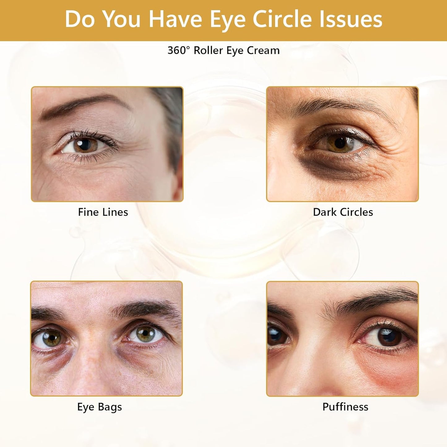 Snail Peptide Eye Cream For Moisturizing, Snail Mucin Eye Cream With Niacinamide, Hyaluronic Acid, Snail Eye Cream For Dark Circles, with 360ยฐ Massage Ball Reduce Wrinkles and Fine Lines