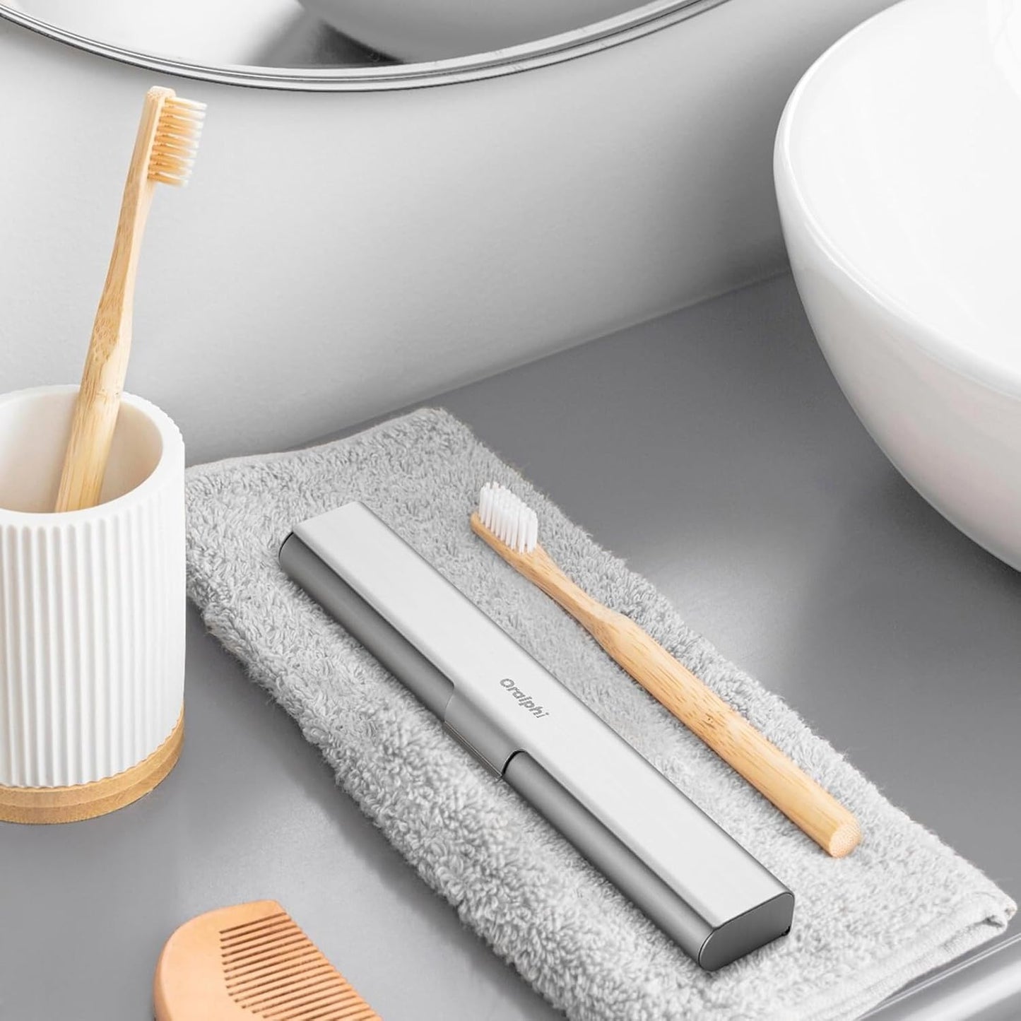 Aluminum Toothbrush Travel Case, Portable Travel Toothbrush Holder, Durable Manual Toothbrush Box Container for Traveling, Bathroom, Camping, Business Trip-1Pack Silver