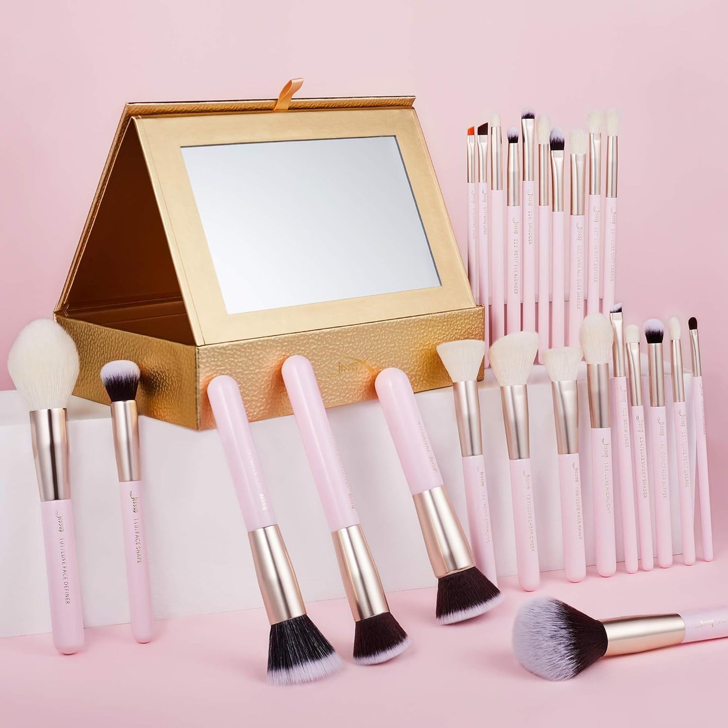 Jessup Makeup Brushes Set Professional Makeup Brush Eyeshadow Blending Powder Foundation Blusher Concealer 25pcs with Cosmetics Storage Box, Blushing Bride T295