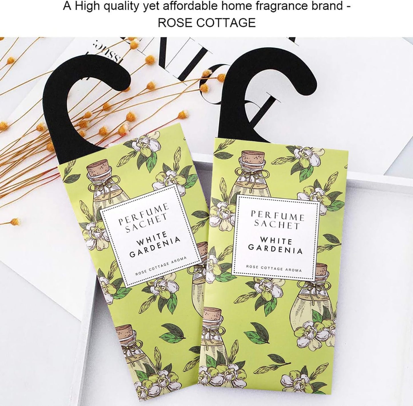 Large 12 Packs White Gardenia Hanging Closet Deodorizer Air Freshener Long Lasting Scented Sachets Smell Goods for House