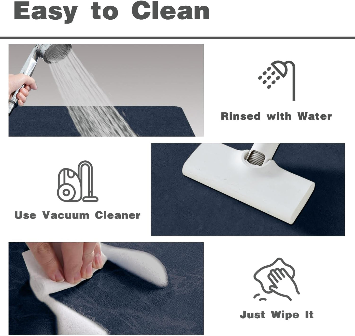 Bath Mat, Bathroom Rugs Non Slip Washable Thin Absorbent Quick Dry Bath Mat Fits Under Door Bathroom Floor Mat Perfect for Bath, Shower, or Sink 20"x48" Navy Blue