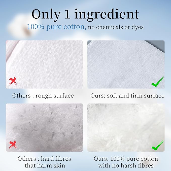 Shino natural square cotton pads,