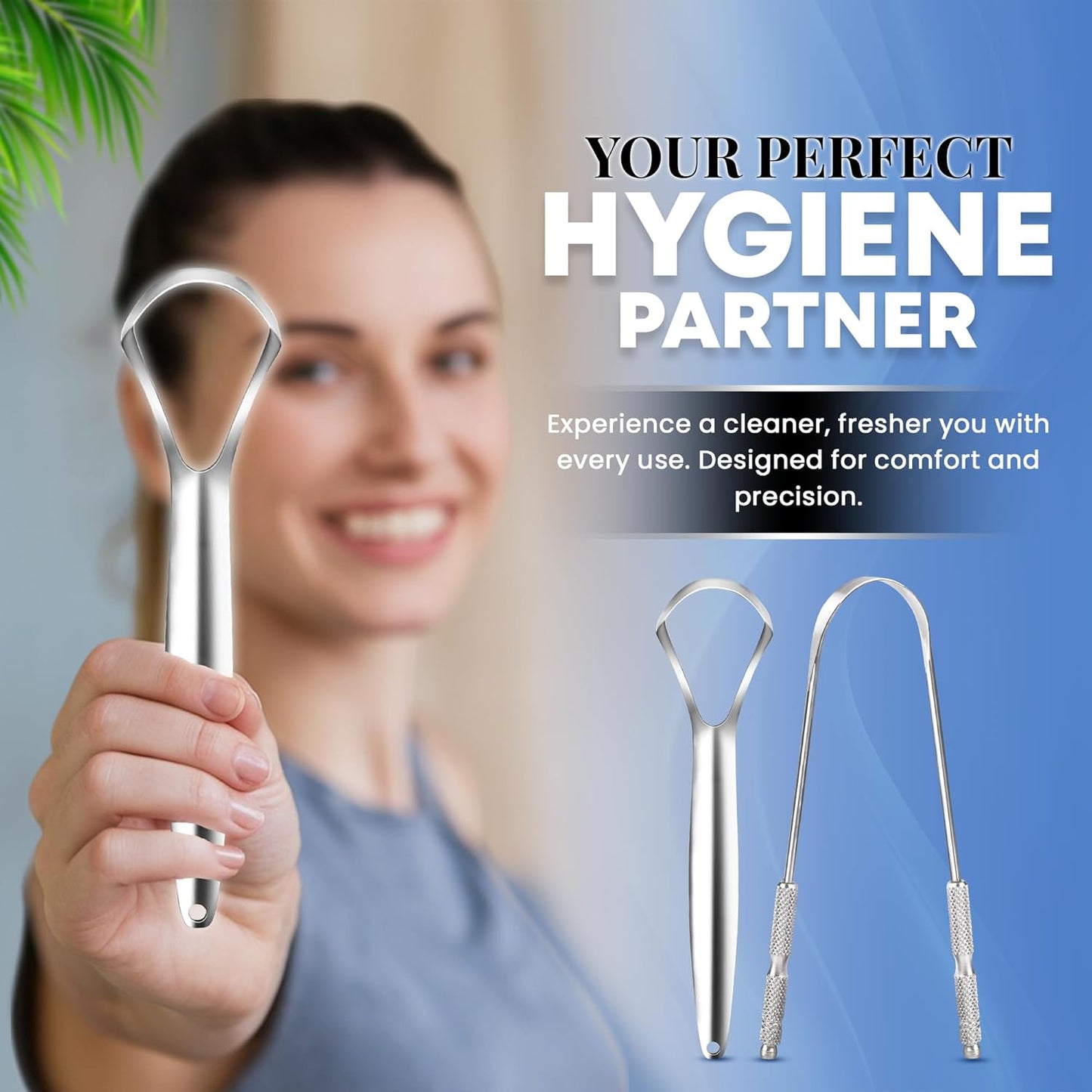 HOKIN Tongue Scraper for Adults with Travel Cases (2Pcs U & Spoon Combo Pack) - 100% Metal Tongue Cleaners, Tough Scrapers for Oral Hygiene