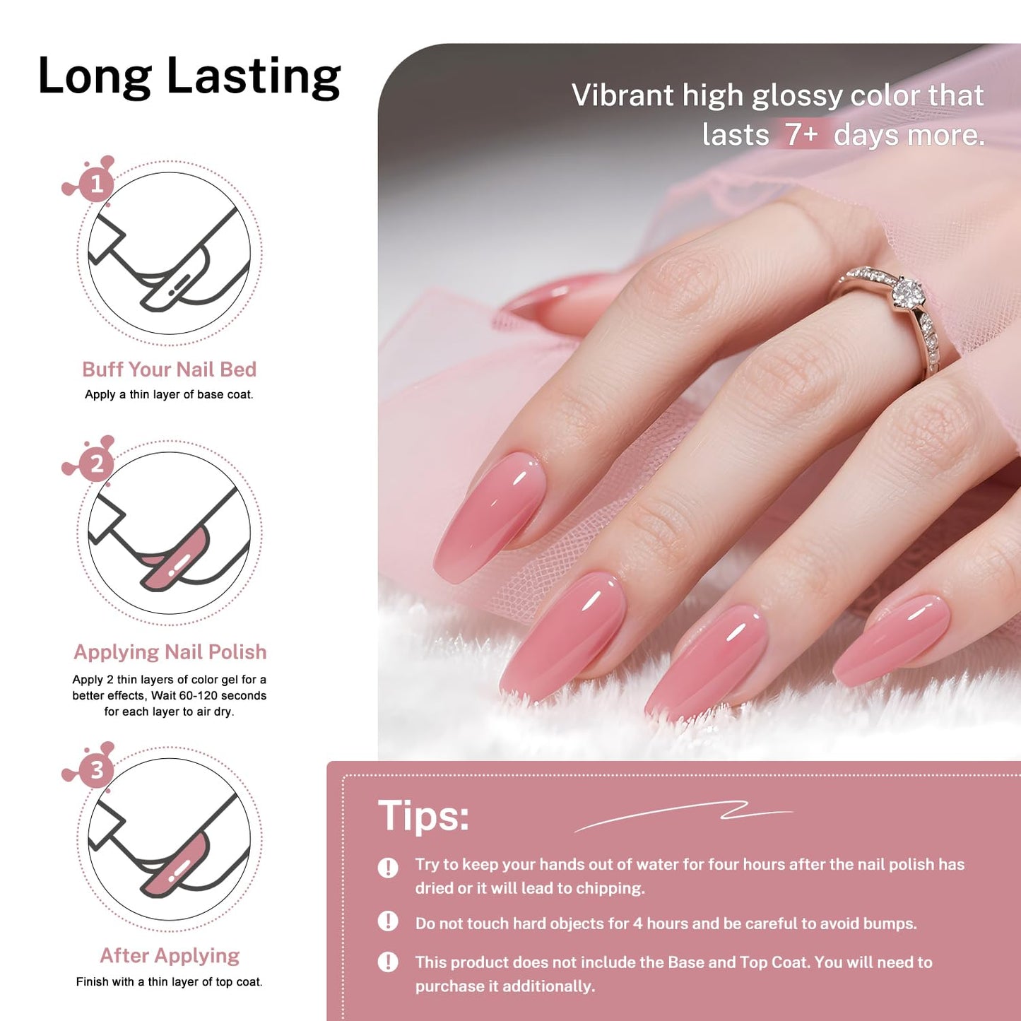 16.5ml Dusty Rose Nail Polish Large Volume Quick Drying Light Pink Nail Polish, Fast Drying and Long Lasting Color Nail Art DIY Home Manicure Gift for Women