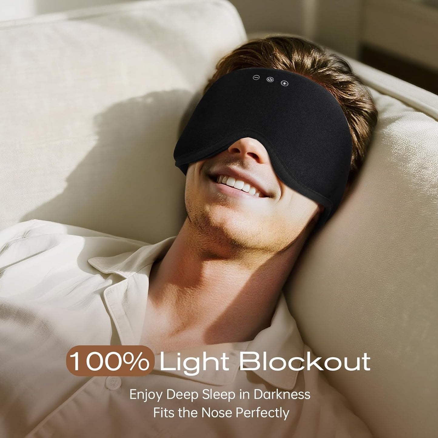 Sleep Eye Mask with Wireless Headphones - 29 Soothing White Noise Sounds, 3D Zero Pressure Bamboo Cotton Eye Maks for Women & Men, Blackout Sleeping Masks for Side Sleeper, Removable Eye Cover (Black)