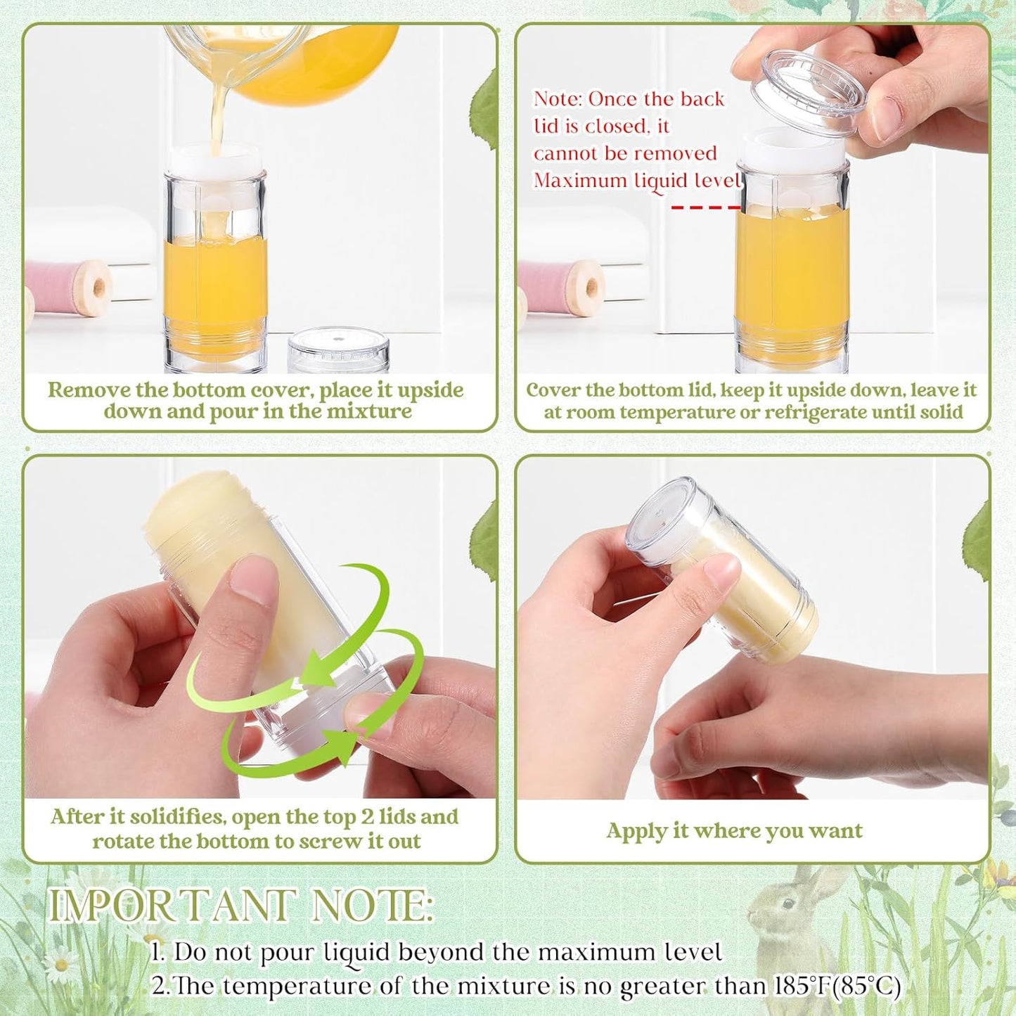 30 Pcs Empty Deodorant Containers Twist up Filling Stick Plastic Deodorant Container Refillable Bottles Bottomfill Round Lip Balm Tubes for Homemade DIY Lipstick Crayon(75 ml,Black)