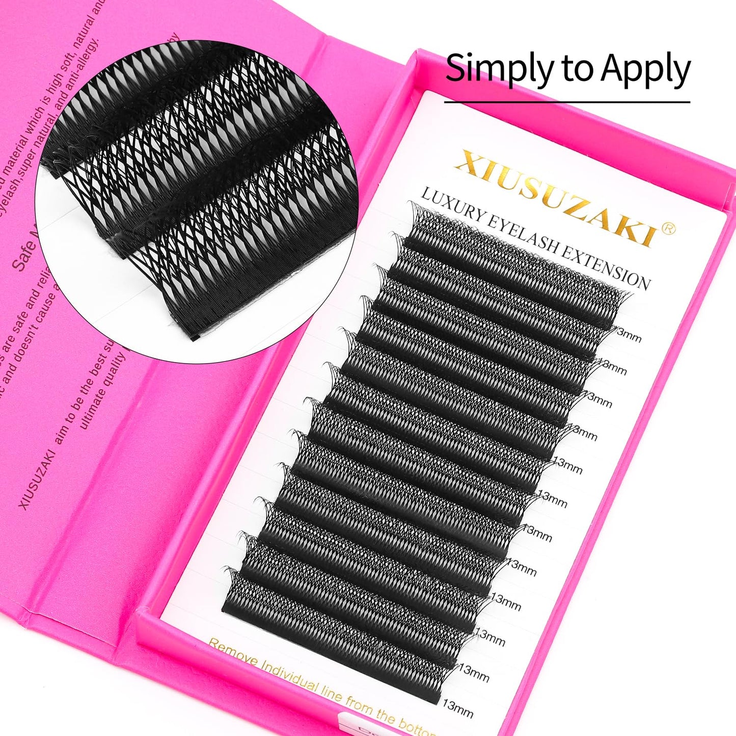 Lash Extensions Double Tips 4D Eyelash Extensions W Shape 0.07mm Thickness D Curl 10mm Premade Fans Easy Fan Volume Lashes Matte Black Crisscross(W-4D-Double Tips-0.07-D,10mm)