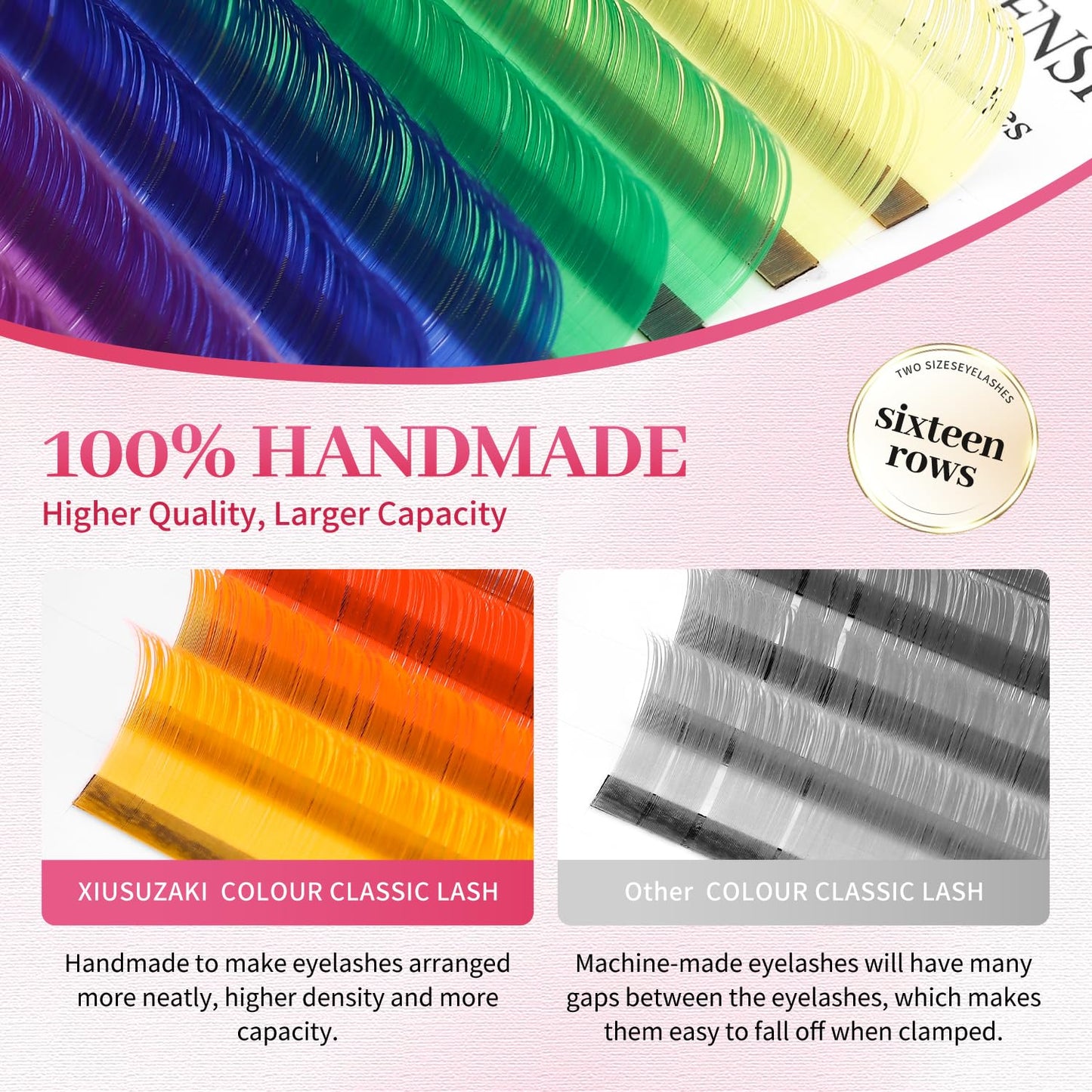 Eyelash Extensions Colored Lashes Extension 0.07 D Curl Lashes 12mm Classic Lash Extensions Soft Individual Lashes 16 Rows Natural False Eyelashes Volume Lashes Professional Use(Colored,0.07-D,12mm)