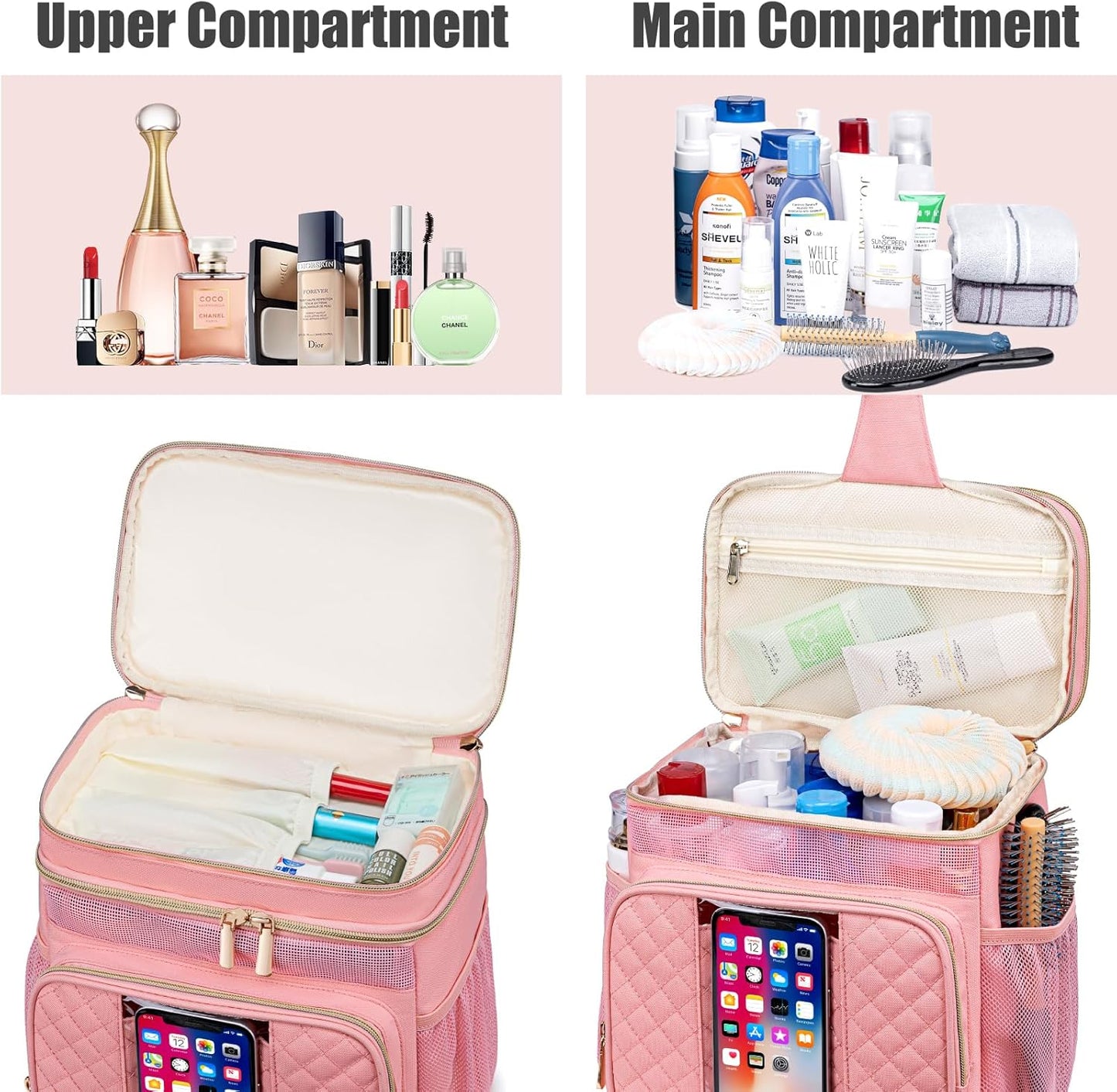 Large Toiletry Bag for Women Men,Bathroom Bag,Water Resistant Portable Shower Caddy for College Dorm,Hanging Toiletry Bags for Traveling,Gym Camping Cruise Ship Travel Essentials Shower Bag