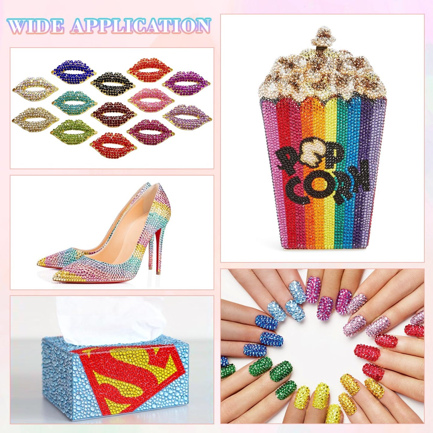 6600Pcs Resin Rhinestones for Bedazzling with 3Pcs B7000 Jewelry Glue, Multicolor 5mm Flatback Gems Rhinestones for Crafting, Clothing Tumblers Mugs Shoes Fabric Decor Nail Art