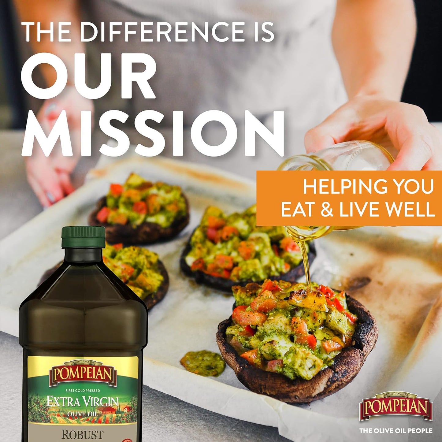 Pompeian Robust Extra Virgin Olive Oil, Contains Polyphenols, First Cold Pressed, 101 Fl Oz