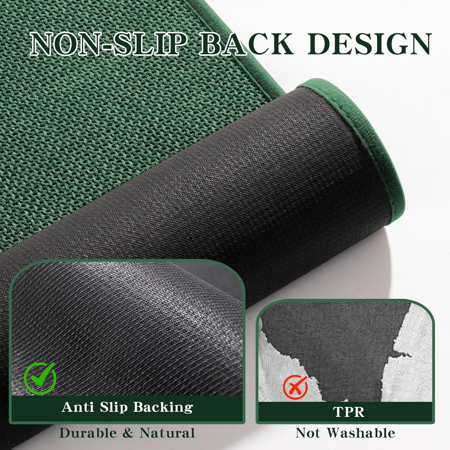 chakme Bathroom Rugs Mat 59x17, Ultra Thin Non Slip Bath Mats Runner Quick Dry Absorbent Bath Mat for Bathroom Floor, (Green, 59"x17")