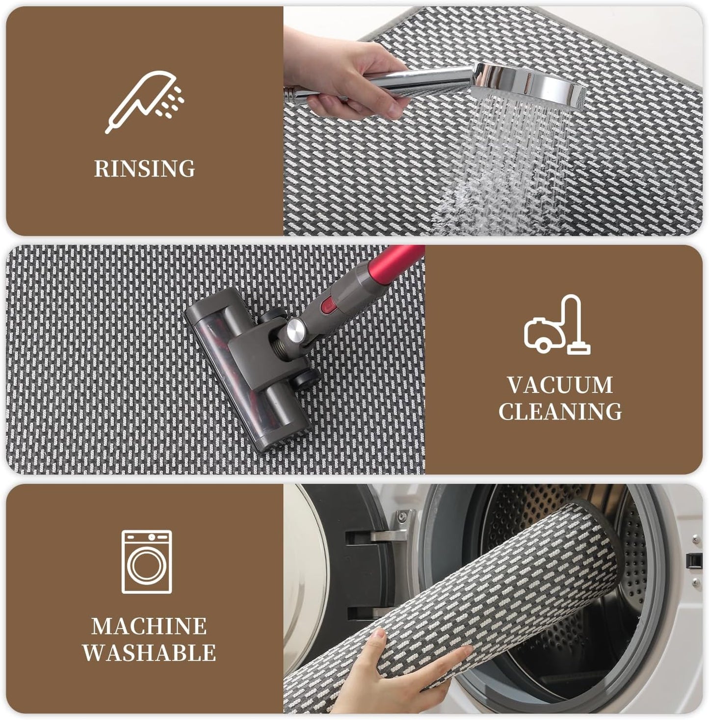 RESARE Non Slip Bath Mat - Machine Washable Bathroom Rug, Super Absorbent Quick Dry Bath Mat, Bath Rug Ultra Soft Rug for Bathroom Floor, 17"x24" Dark Grey