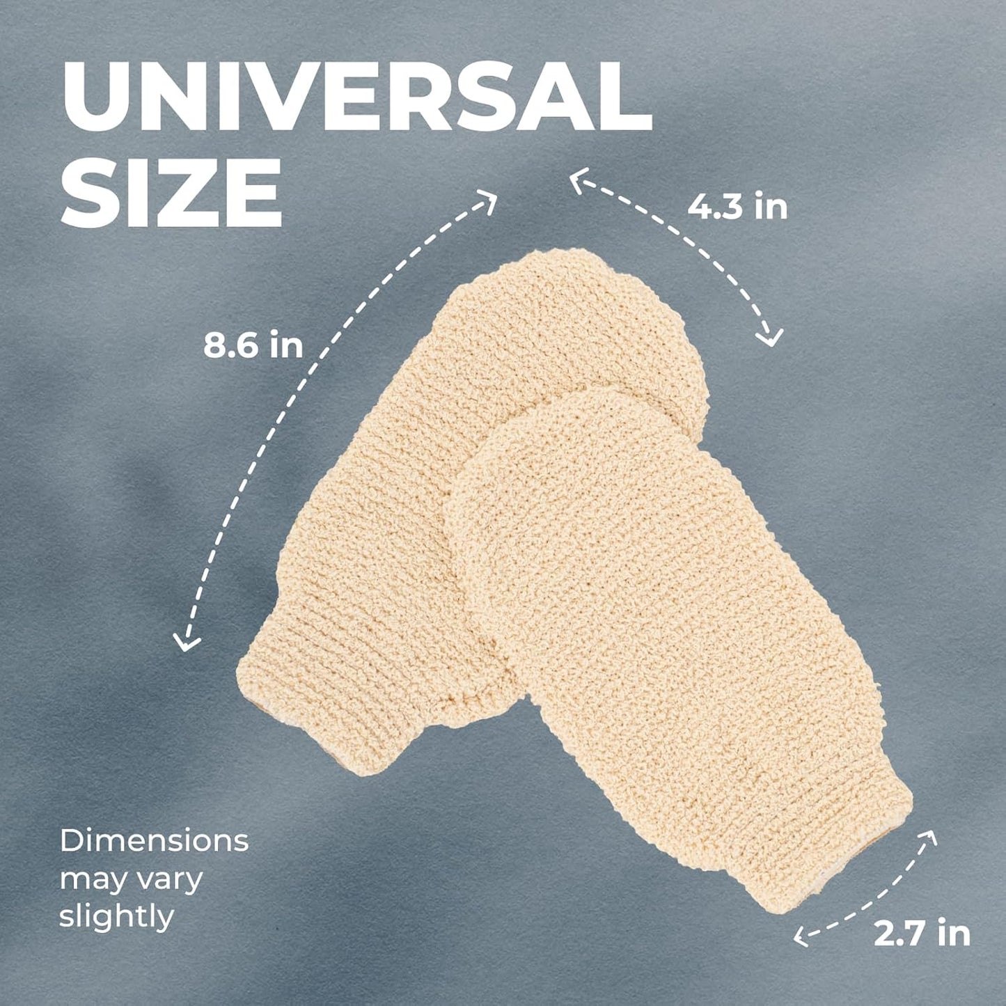 GUARD&MARINE Natural Shower Mitts - Hemp Bath Gloves for Skin Exfoliation, Mitt Washcloth for Body Scrub and Cleansing - Soft Loofah for Men and Women - Set of 2 Wash Mittens