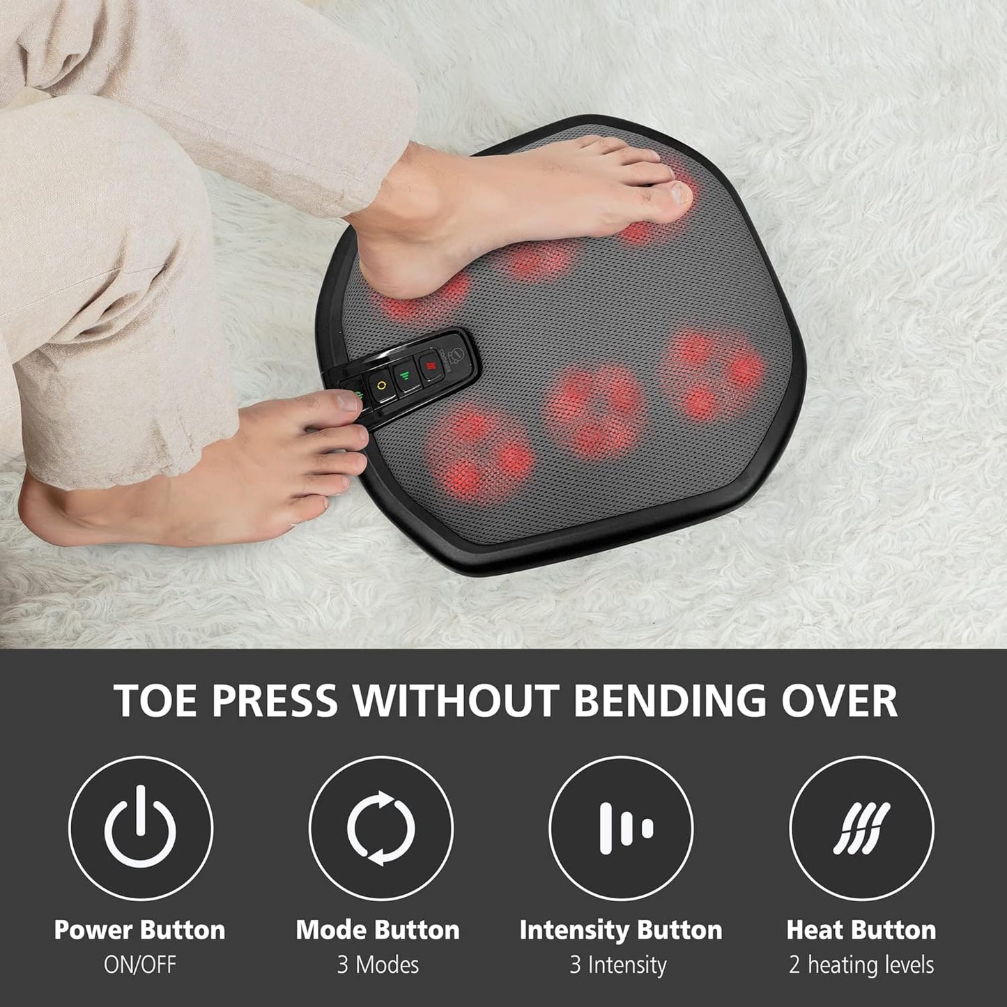 COMFIER Shiatsu Foot Massager with Heat, Heated Elecric Keading Feet Massager Machine, Heat Function,Foot Massage for Neuropathy,Plantar Fasciitis, Ideal Gift for Women/Men/Mom/Dad
