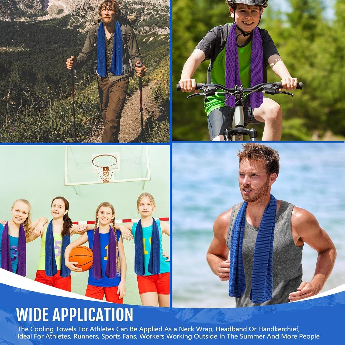 Hosuly 30 Pack Cooling Towels, 40"x12" Ice Breathable Soft Chilly Sweat Rag Microfiber Workout Rags for Gym Cooling Towels for Neck and Face for Yoga Golf Sport Running