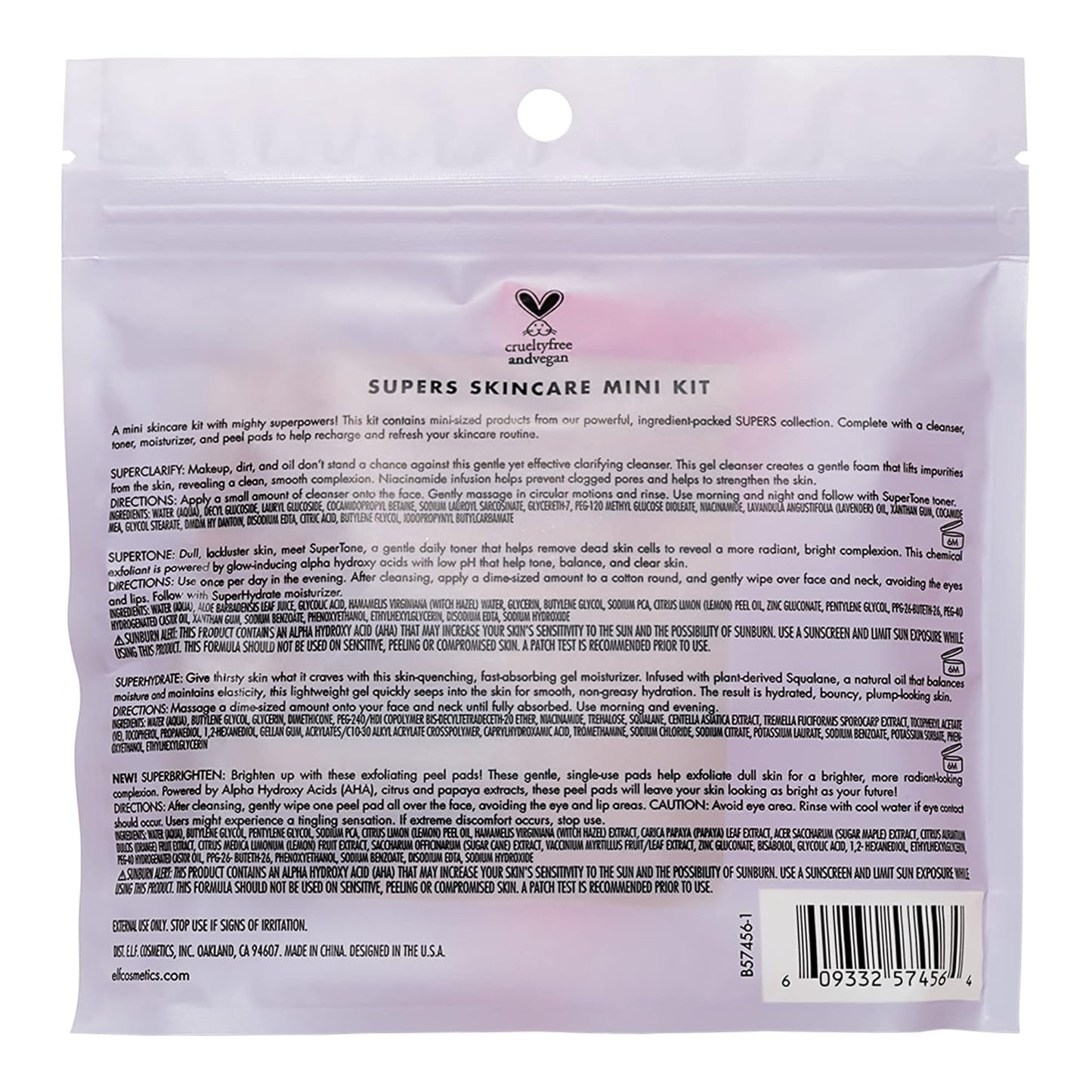 e.l.f. Skin Supers Mini Kit, Skincare Kit With A Toner, Cleanser, Moisturizer & Exfoliating Peel Pads, Brightens, Smooths & Hydrates Skin