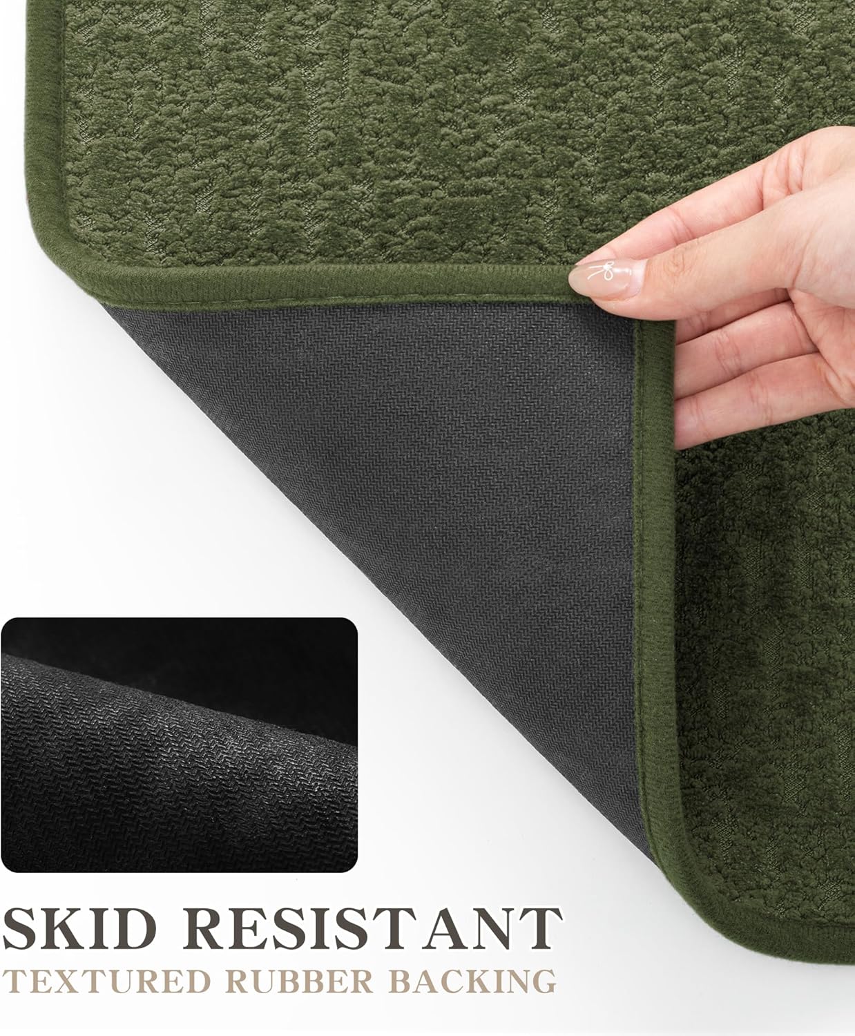 chakme Bathroom Rugs Mat U-Shaped 24x17, Ultra Thin Non Slip Bath Mat Small Quick Dry Absorbent Bath Mat for Bathroom Floor, (Dark Green, U-24"x17")