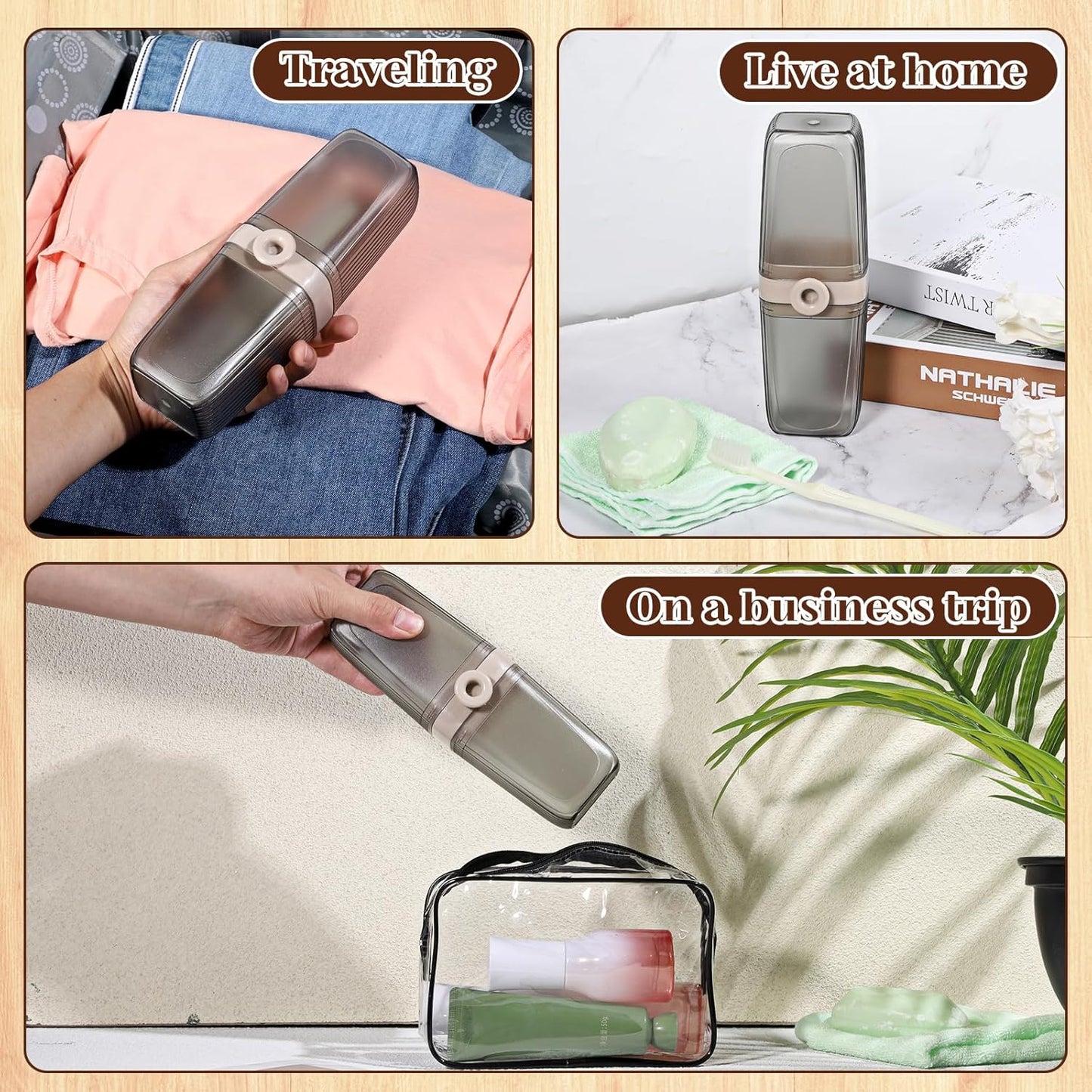 Toothbrush Travel Case, Portable Travel Toothbrush Holder Covered Toothbrushes Holder Multifunctional Toothbrushes Cup Large Capacity Soap Case for Trip, Bathroom, Camping(Gray)