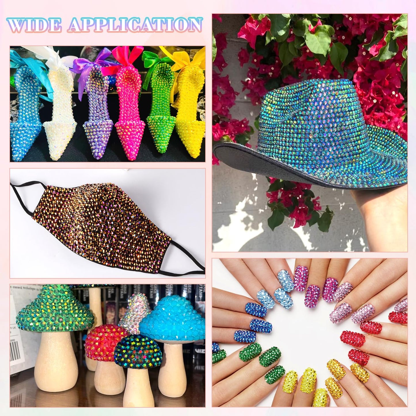 8000Pcs Resin Rhinestones with B7000 Jewelry Glue for Crafting, Multicolors 5mm Non Hotfix Flatback Gems, Bedazzling Crystal for DIY Crafts Clothing Tumblers Mugs Shoes Fabric Decor Nail Art