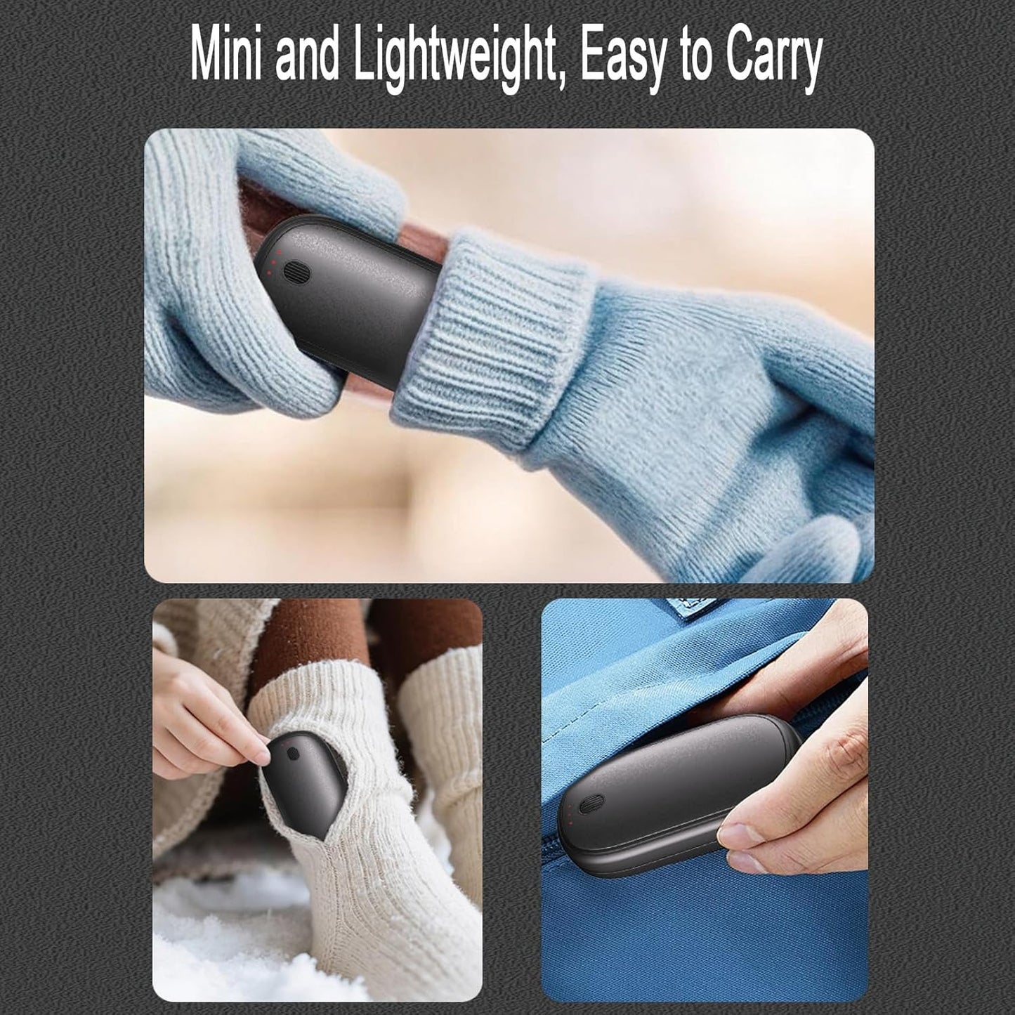 Hand Warmers Rechargeable, Magnetic Hands Heater, Fast Heating in 3s with 3 Settings, Electric Pocket Warmer, UL Certified Safe for Winter Camping, Hunting Trips, and Golf Games