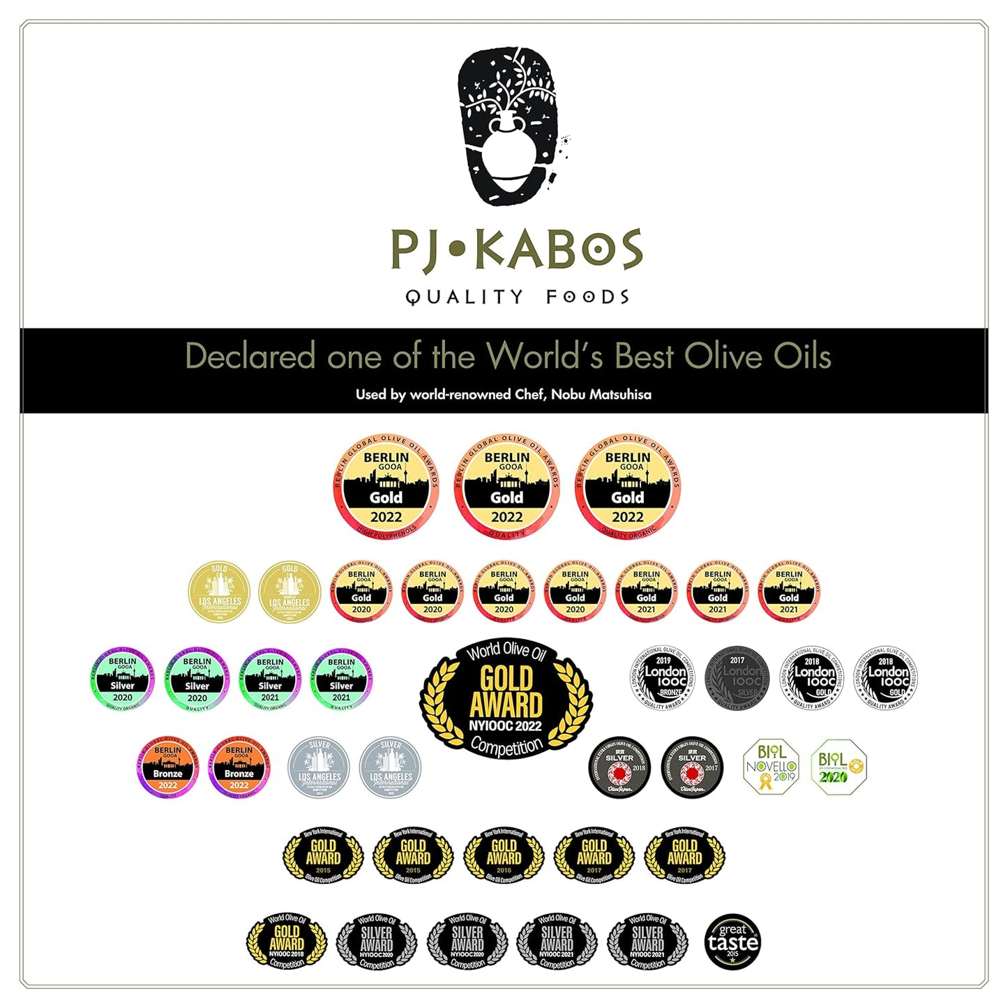 P.J. KABOS 2024/25 Harvest, Very High Phenolic (750+mg/kg), Natural Greek Extra Virgin Olive Oil, Kosher, Greece, Cold Extracted, 16.9 oz Tin, "Family Reserve - Robust"