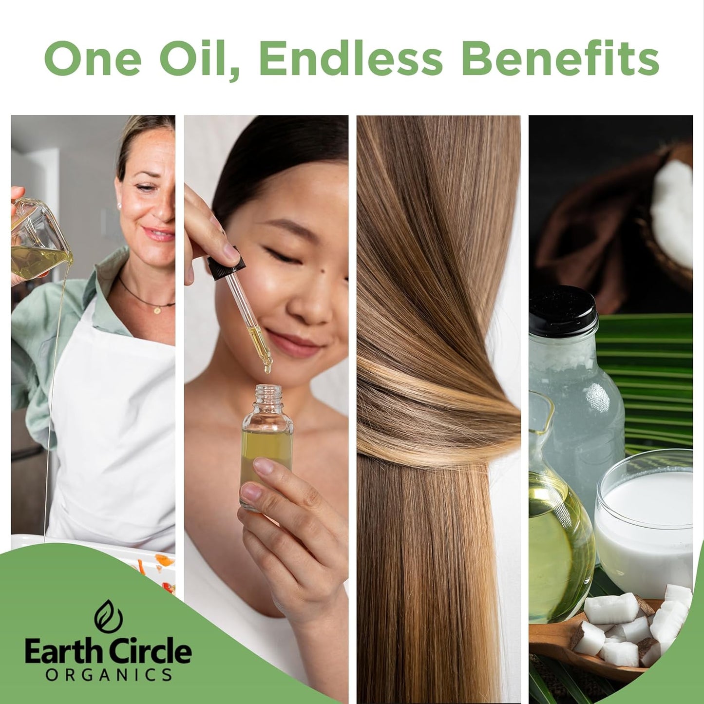 Earth Circle Organics Premium Ultra Pure Extra Virgin Coconut Oil, Cold Pressed, Baking, Smoothies, Skin & Hair Care, Gluten-Free, Keto & Paleo Friendly (32 Ounce Unrefined) - Pack of 3