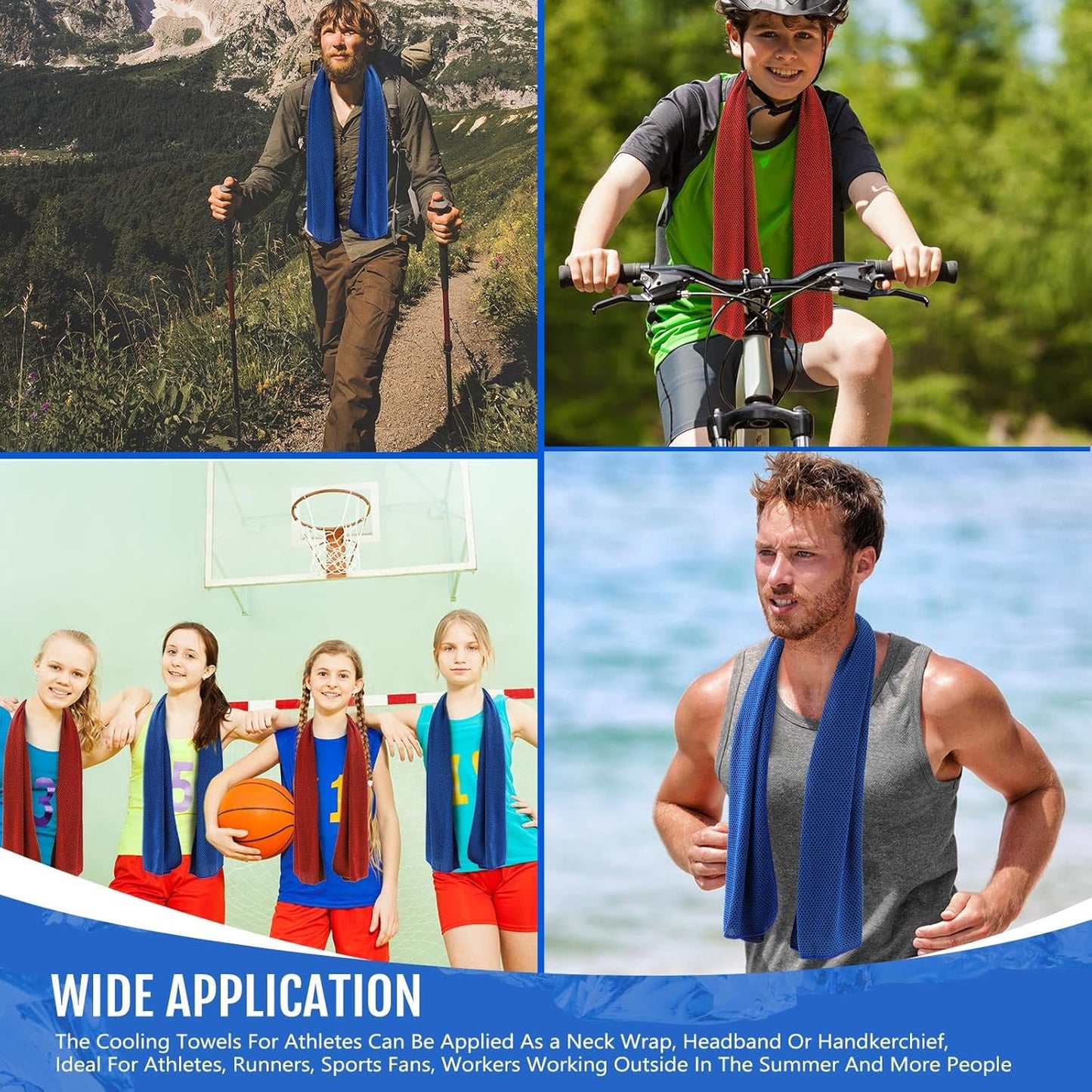 Hosuly 30 Pack Cooling Towels, 40"x12" Ice Breathable Soft Chilly Sweat Rag Microfiber Workout Rags for Gym Cooling Towels for Neck and Face for Yoga Golf Sport Running