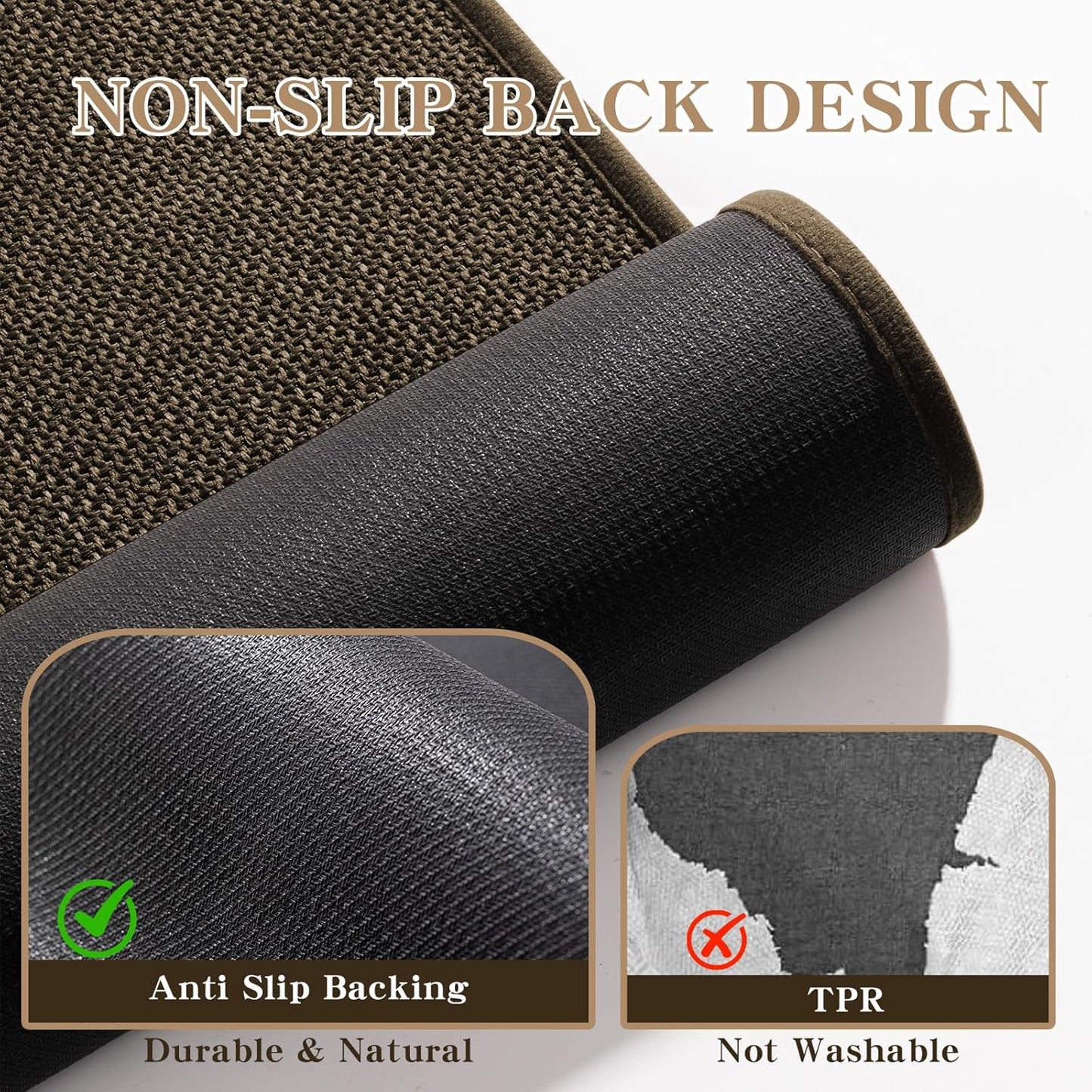 chakme Bathroom Rugs Mat U-Shaped 24x17, Ultra ThinNon Slip Bath Mat Small Quick Dry Absorbent Bath Matfor Bathroom Floor, (Brown, U-24"x17")