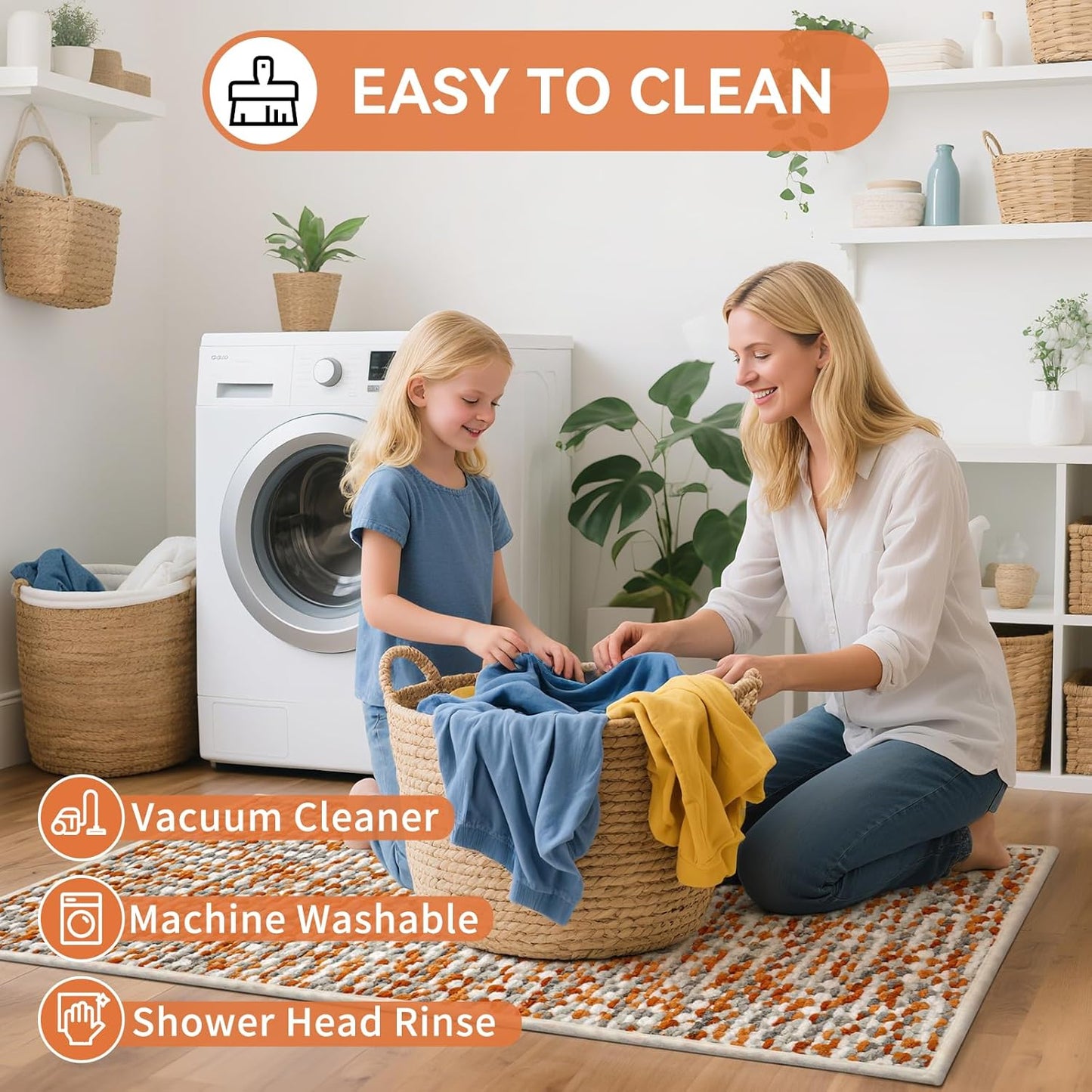 Bathroom Rugs Non Slip, Super Absorbent Quick Dry Bath Mat, Rubber Backing Ultra Thin Fit Under Door Bathroom Floor Shower Mat