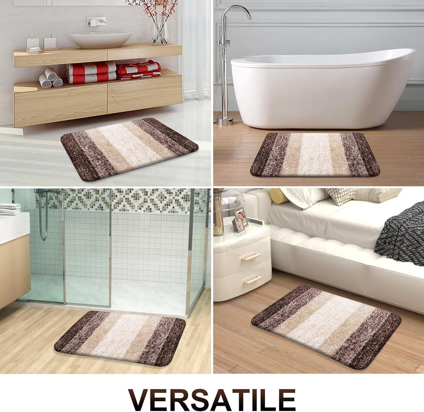 OLANLY Bathroom Runner Rugs 54x24, Extra Soft Absorbent Microfiber Bath Rugs, Rubber Backing, Quick Dry, Machine Washable Bath Mats for Bathroom Floor, Tub and Shower, Home Decor Accessories, Brown