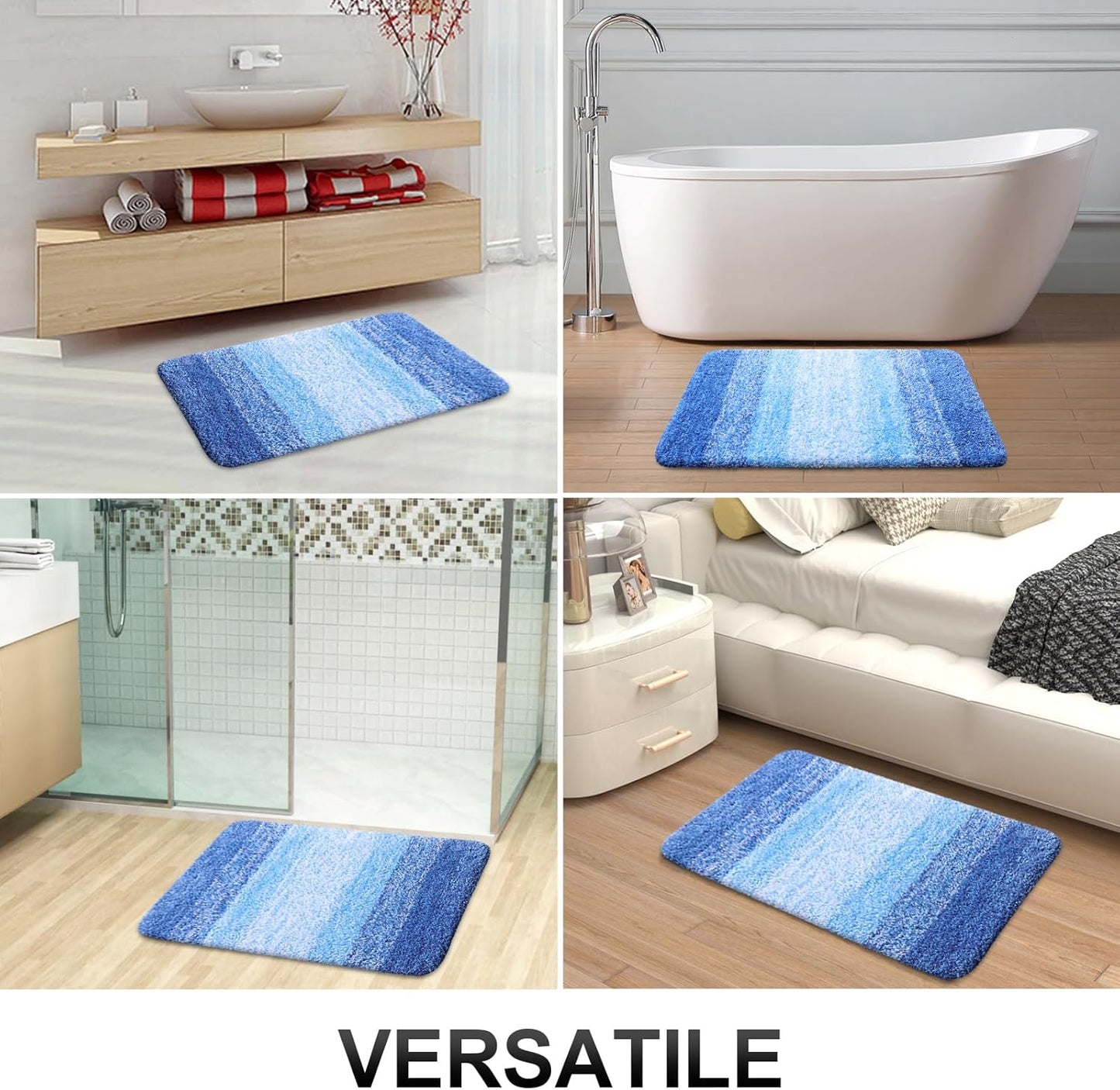 OLANLY Bathroom Runner Rugs 54x24, Extra Soft Absorbent Microfiber Bath Rugs, Rubber Backing, Quick Dry, Washable Bath Mats for Bathroom Floor, Tub and Shower, Home Decor Accessories, Light Royal Blue