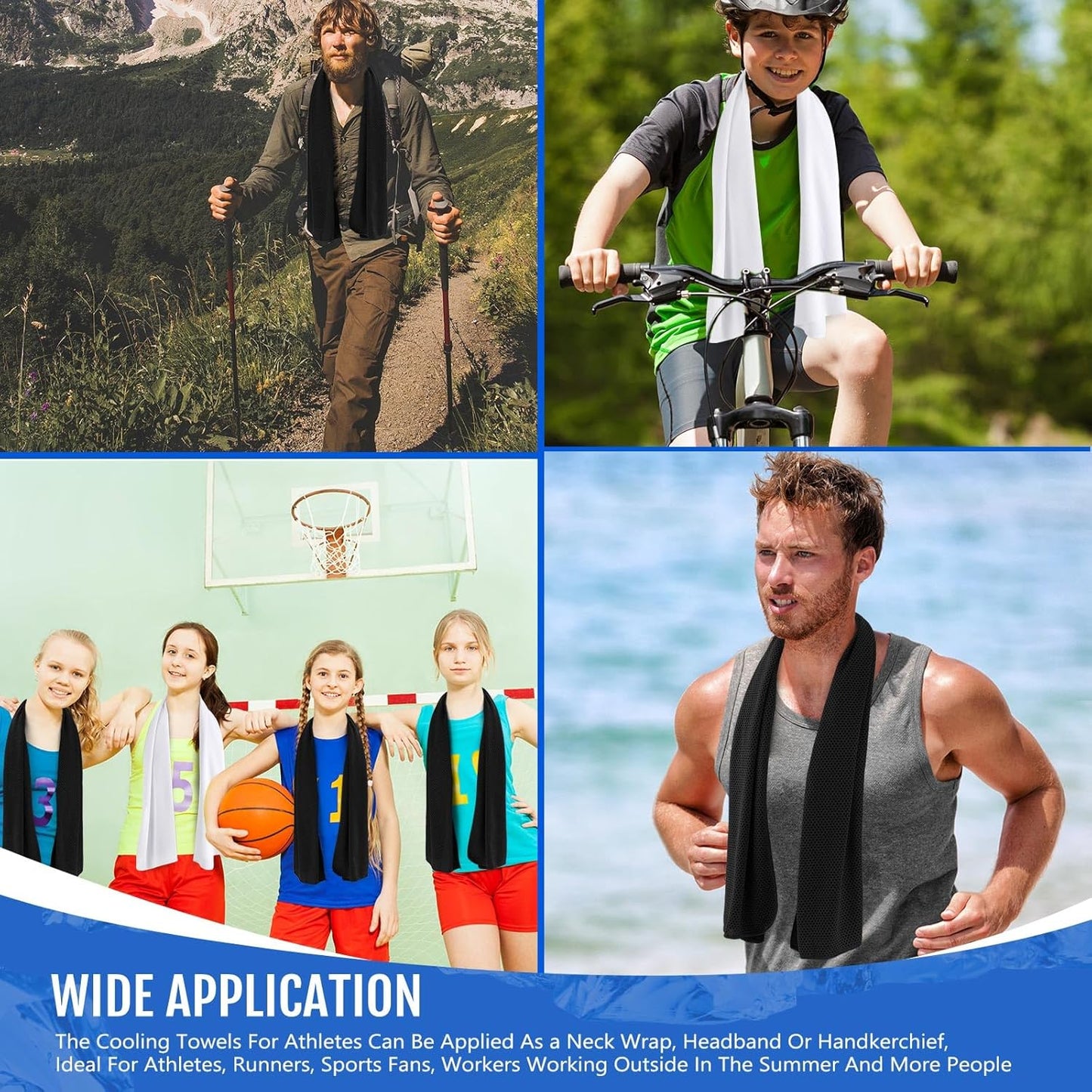 Hosuly 30 Pack Cooling Towels, 40"x12" Ice Breathable Soft Chilly Sweat Rag Microfiber Workout Rags for Gym Cooling Towels for Neck and Face for Yoga Golf Sport Running