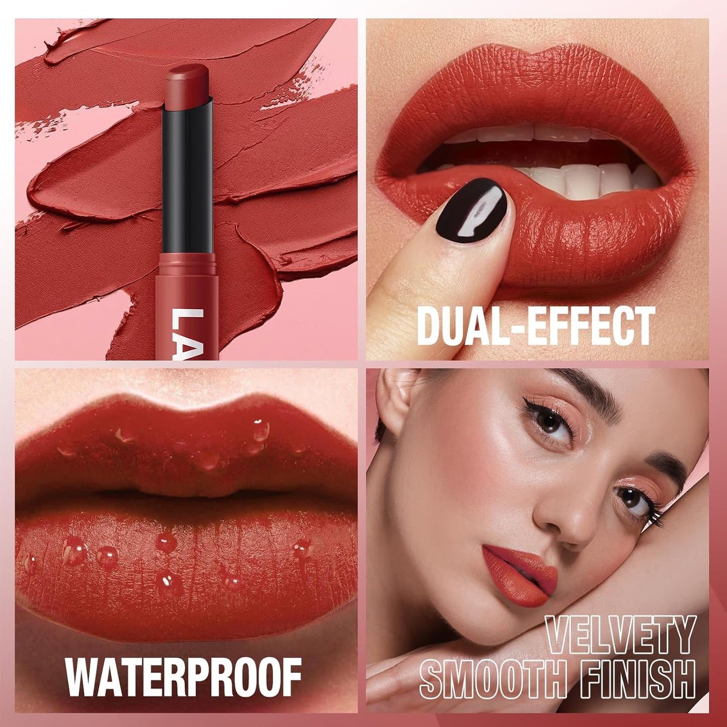 Jolilab 2Pcs Velvet Matte Lipstick Nude Matte Soft Dark Color Stick High Pigmented Long-Lasting Waterproof Lip Stick Lip Balm Beauty Cosmetics Gift for Girls and Women(05#+06#