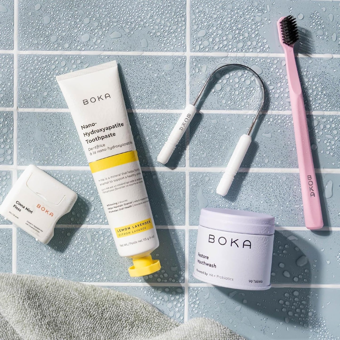 Boka Tongue Scraper for Adults & Kids with Case - Stainless Steel Tongue Cleaner w/Linen Travel Pouch - Scrubber to Remove Tongue Buildup and Freshens Breath (Pack of 1)