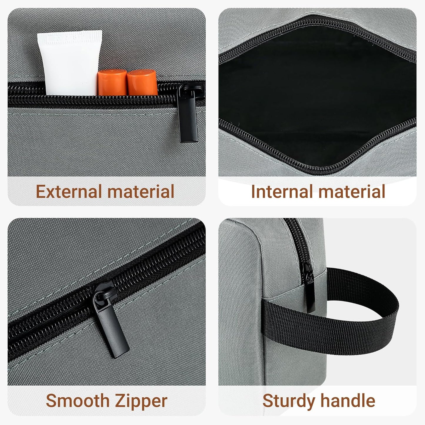 Elviros Travel Toiletry Bag for Women and Men, Lightweight Makeup Bag Hanging Dopp Kit with Shaving Compartment Cosmetic Organizer Small Tool Bag Travel Essentials, Dark Grey