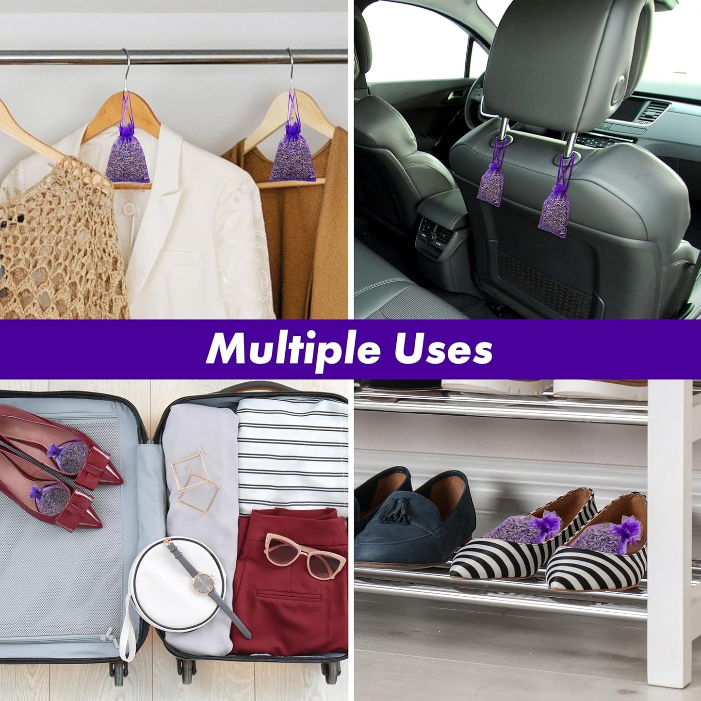 Bag of 12 Sachets Dried Lavender Flower Lavender Sachets for Drawers and Closets, LV-B-1