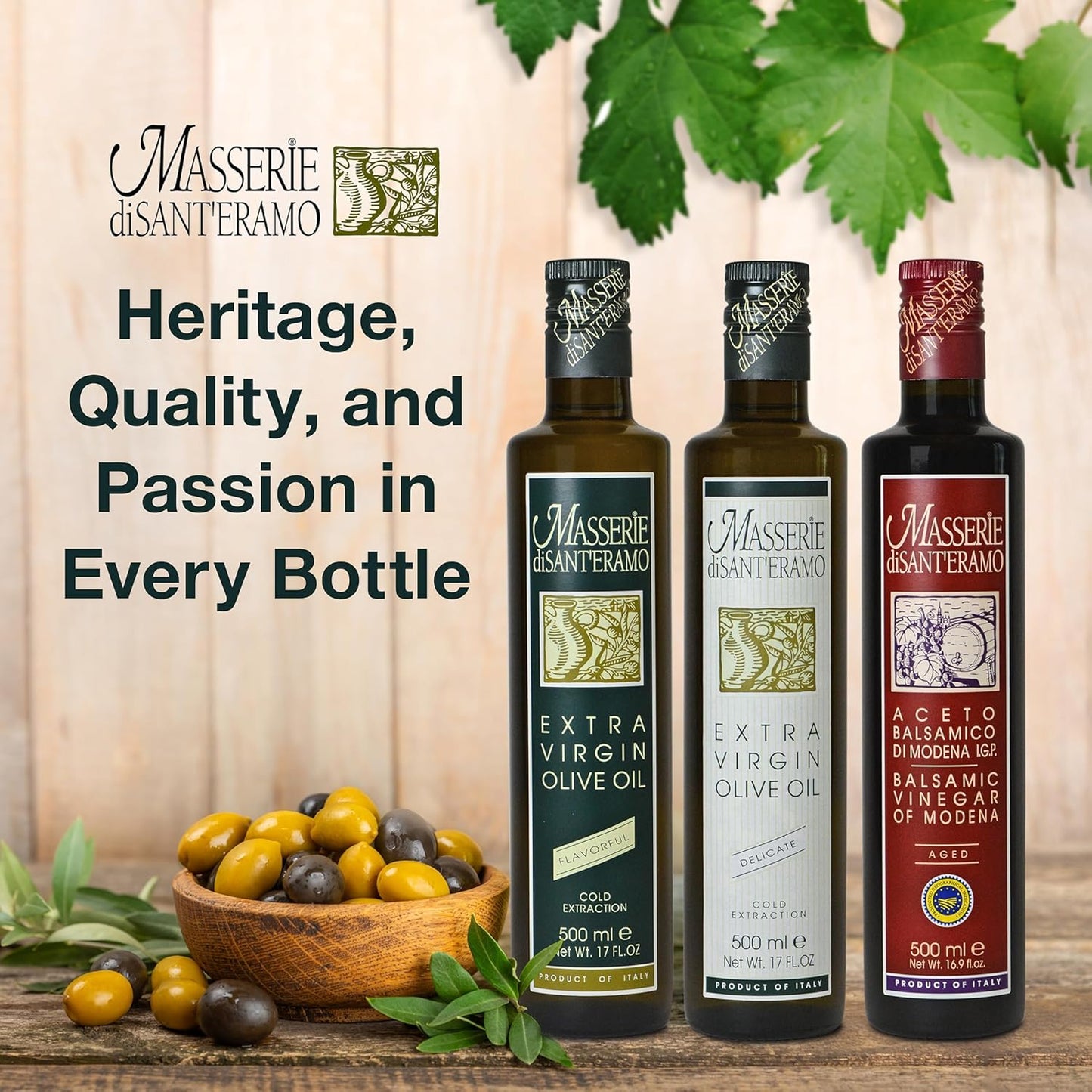 Delicate Italian Extra Virgin Olive Oil Cold Pressed - Light Olive Oil for Cooking and Frying, Imported from Italy - Masserie di Sant'Eramo - 16.9 Fl Oz (Pack 1)