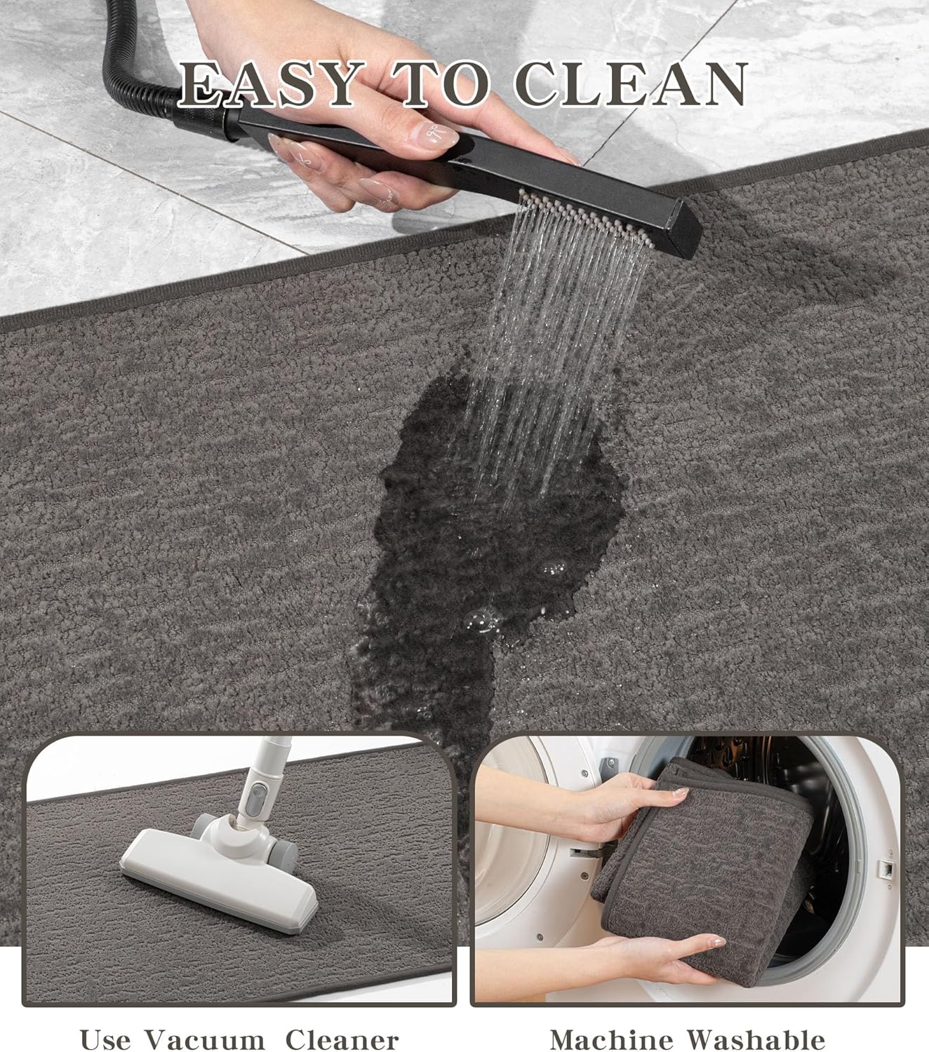 chakme Bathroom Rugs Mat 32x17, Ultra Thin Non Slip Bath Mat Quick Dry Absorbent Bath Mat for Bathroom Floor, (Grey, 32"x17")