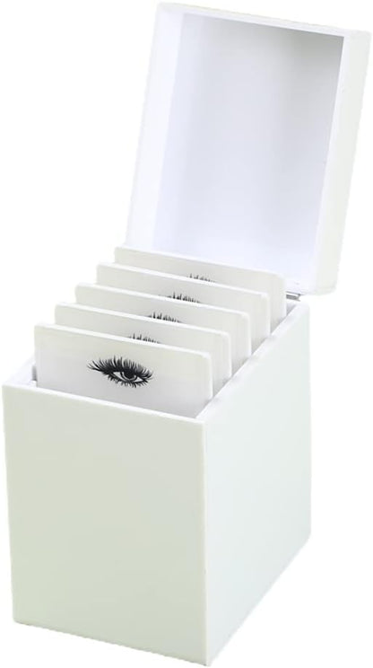 5 Layers Acrylic Eyelash Storage Box, Makeup Eyelashes Extension Close-Packed Display with 5 Pallets, Grafting False Eyelashes Glue Pallet Holder Display Organizer (5 Layers White)