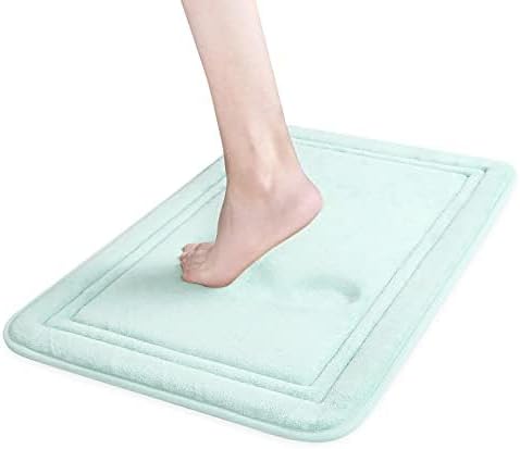 ITSOFT Memory Foam Bath Mat 31x20, Non Slip, Machine Washable, Quick Dry & Absorbent Rugs, Bath Mats for Bathroom Floor, Tub & Shower, Bathroom Rug, Spa Blue
