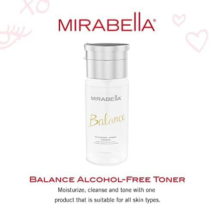 Mirabella Balance Toner for Face, Unscented Alcohol-Free Toner Offers Restorative Hydration & Cleansing for All Skin Types, Even Sensitive Skin, with Hyaluronic Acid, Glycerin, Aloe, & Witch Hazel