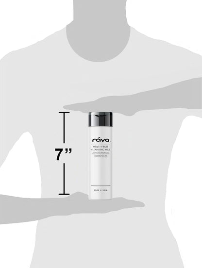 Raya Multi-Fruit Facial Cleansing Milk with AHA and BHA 8 oz (G-154) | Exfoliating Soap-Free Cleanser and Make-Up Remover for Dry and Combo Skin | Made with Multi-Fruit Alpha and Beta Hydroxy Acids