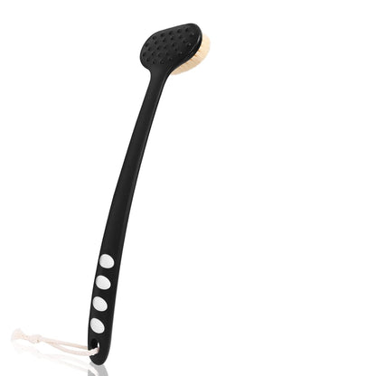 Bath Body Brush with Soft Bristles,Non-Slip Handle Built-in TPR Enhance Grip,15 in Long Handle Gentle Exfoliation Improve Skin's Health and Beauty for Women Men Shower Brushing (Black)