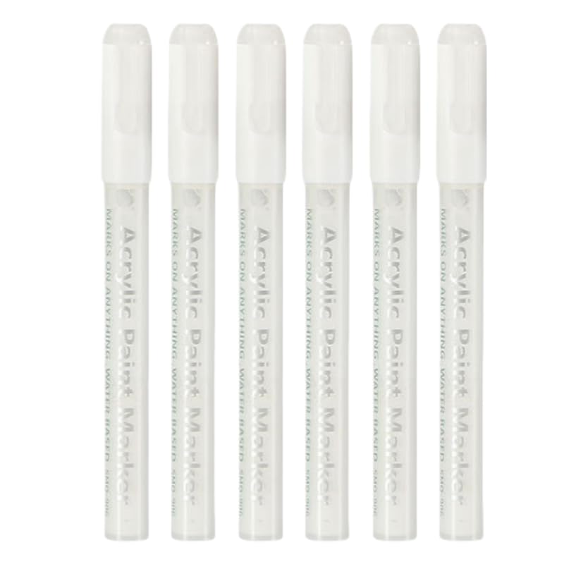 6 Pcs White Nail Polish Pens set, Nail Art Pen, Nail Pencil, DIY Drawing Painting Pen, for Nails DIY (6 White)