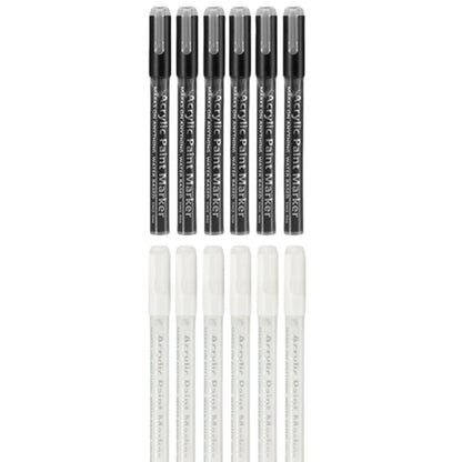 6 black and 6 White Nail Polish Pens Set, Nail Art Pen, Nail Pencil, DIY Drawing Painting Pen, for Nails DIY (6 black+6 White)