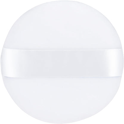 2Pcs Extra Large Body Powder Puff & Luxury 6" Glass Jar Dusting Powder Container with Puff for Women Bath Powder Puffs Perfect for Talcum or Loose Powder (White 6" Only Puff)