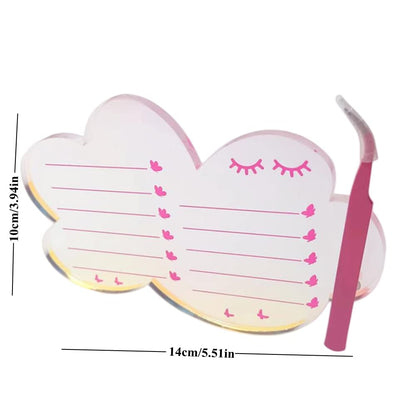 Grafting False Eyelash Acrylic Extension Pallet, Eyelash Extension Tweezers Plate Pad Makeup Palette Individual Training Tools Dazzling (Cloud-shaped A （5.51x3.94in）)