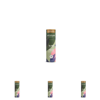 ATTITUDE Plastic-free Lip Balm, EWG Verified Plant- and Mineral-Based Ingredients, Vegan and Cruelty-free Personal Care Products, Mint, 0.3 Oz (Pack of 4)